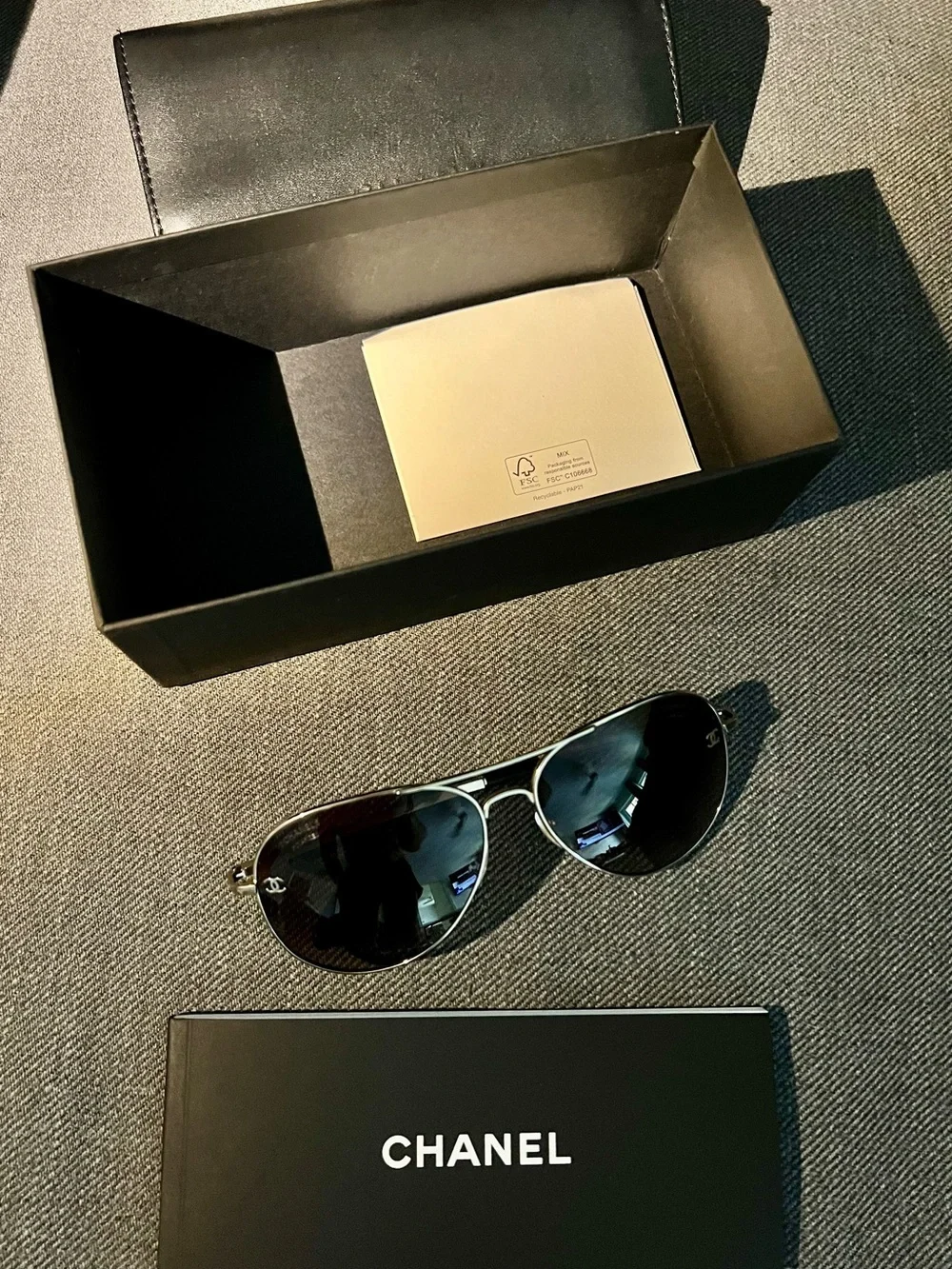 CHANEL Men's Aviator Polarised Sunglasses with Brown Lenses